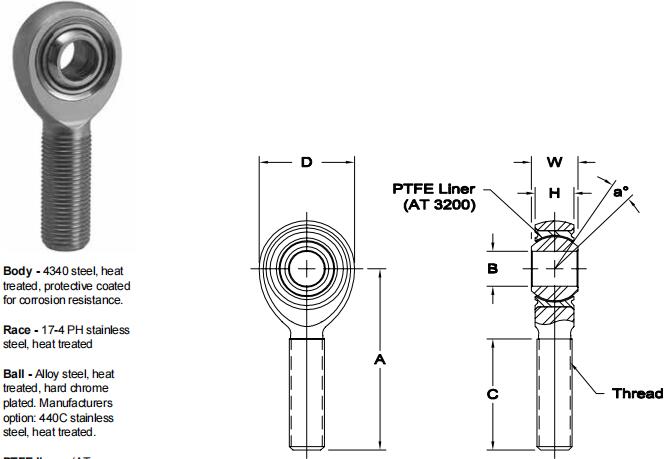 AURORAPRXB-7T關節(jié)軸承圖紙